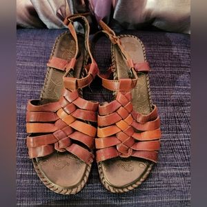 Strictly Comfort Sandals Womens Size 7M Brown Leather Upper Buckle, quality